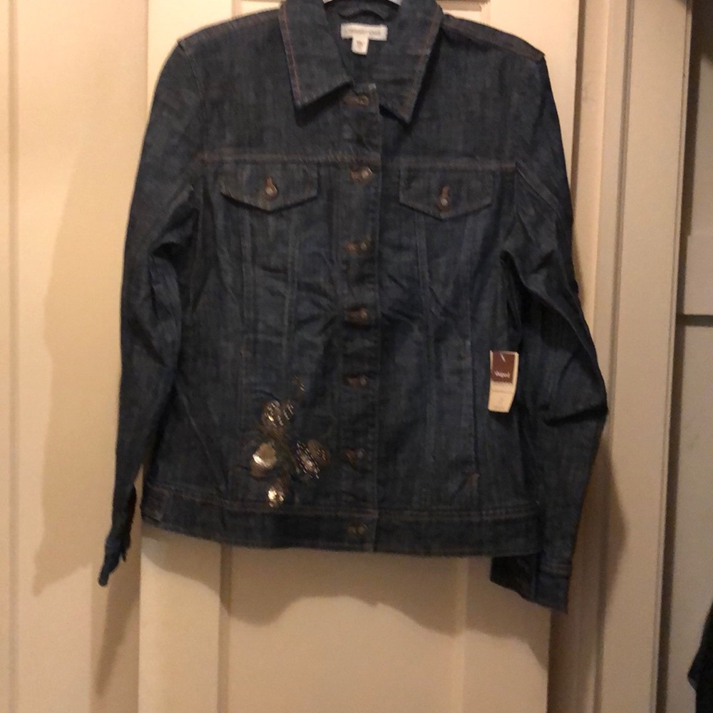 Coldwater Creek Beaded Jean Jacket - Picture 2 of 6